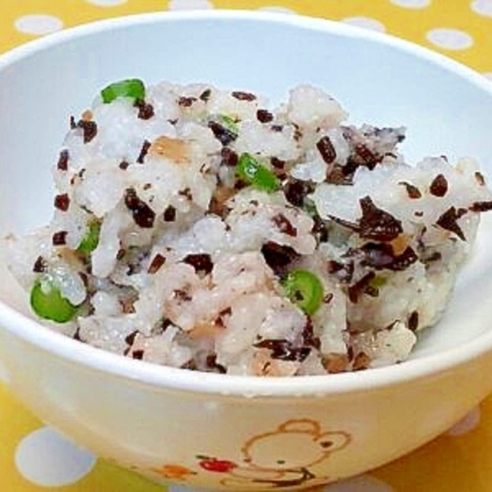 【離乳食】軟飯で♪ひじき煮&三度豆の混ぜご飯